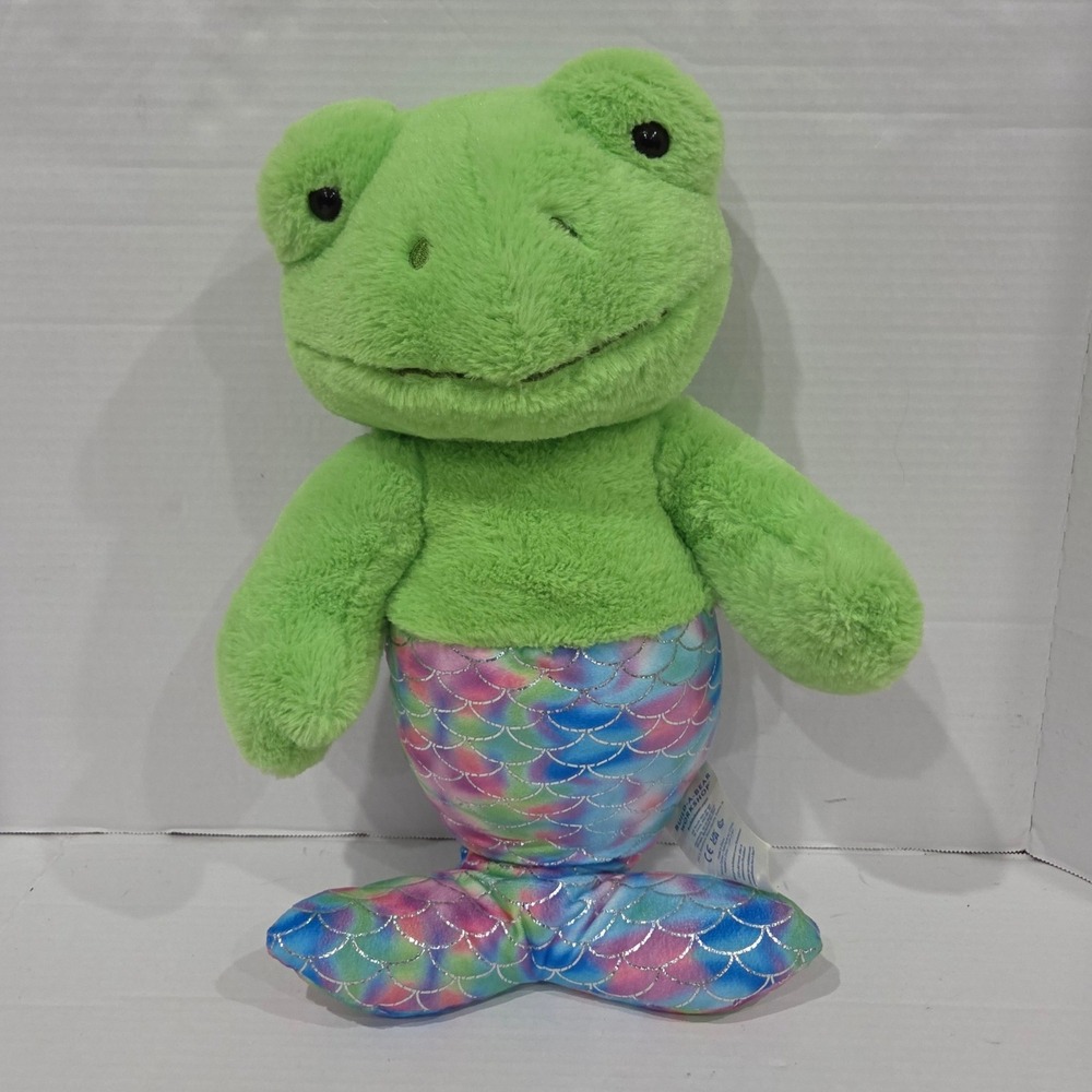 Build-A-Bear Workshop Spring Green Frog Mermaid Plush Iridescent Scale Tail